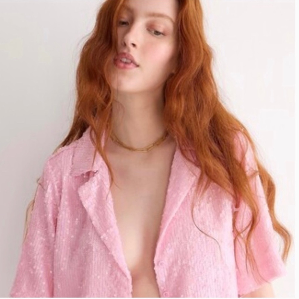 J. Crew Collection Pink Sequin Top SZ 6